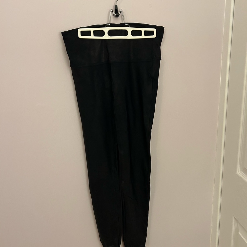 Spanx Black Shiny High-Waisted Leggings